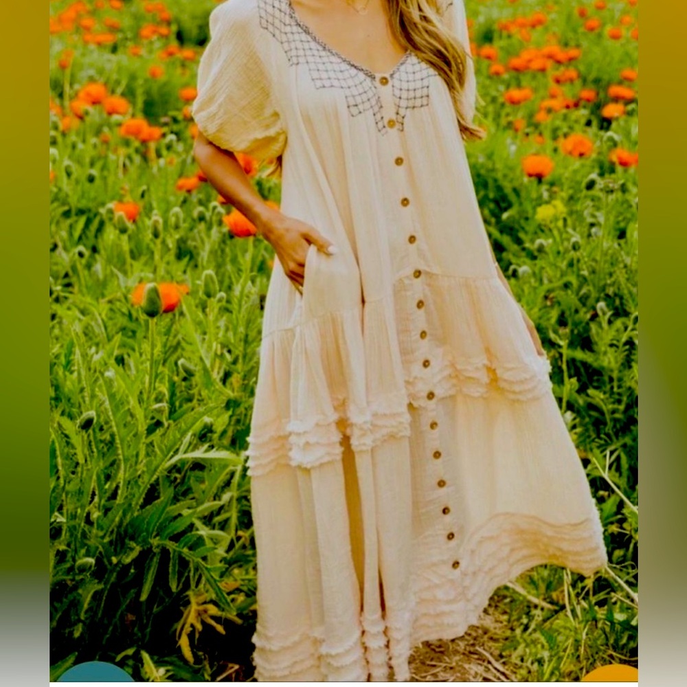 Free people Sunday stroll Cream Maxi dress Med